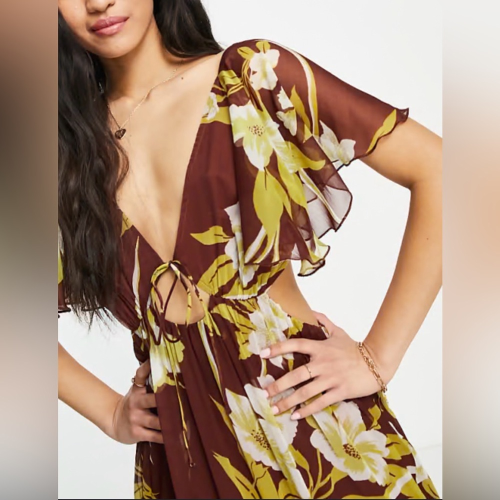 ASOS Burgundy Floral Maxi Skirt - Picture 2 of 4